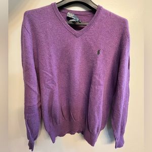 Polo Ralph Lauren V-neck merino wool sweater- Mens Small (Purple)